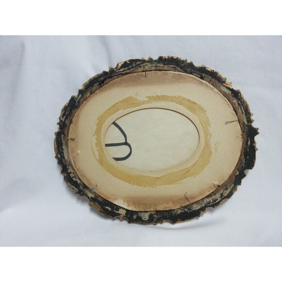 VTG Decoupage Picture 3D Victorian Style Gold Oval Frame Lace Trim 12" x10" - Picture 6 of 8